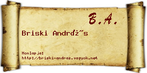 Briski András névjegykártya